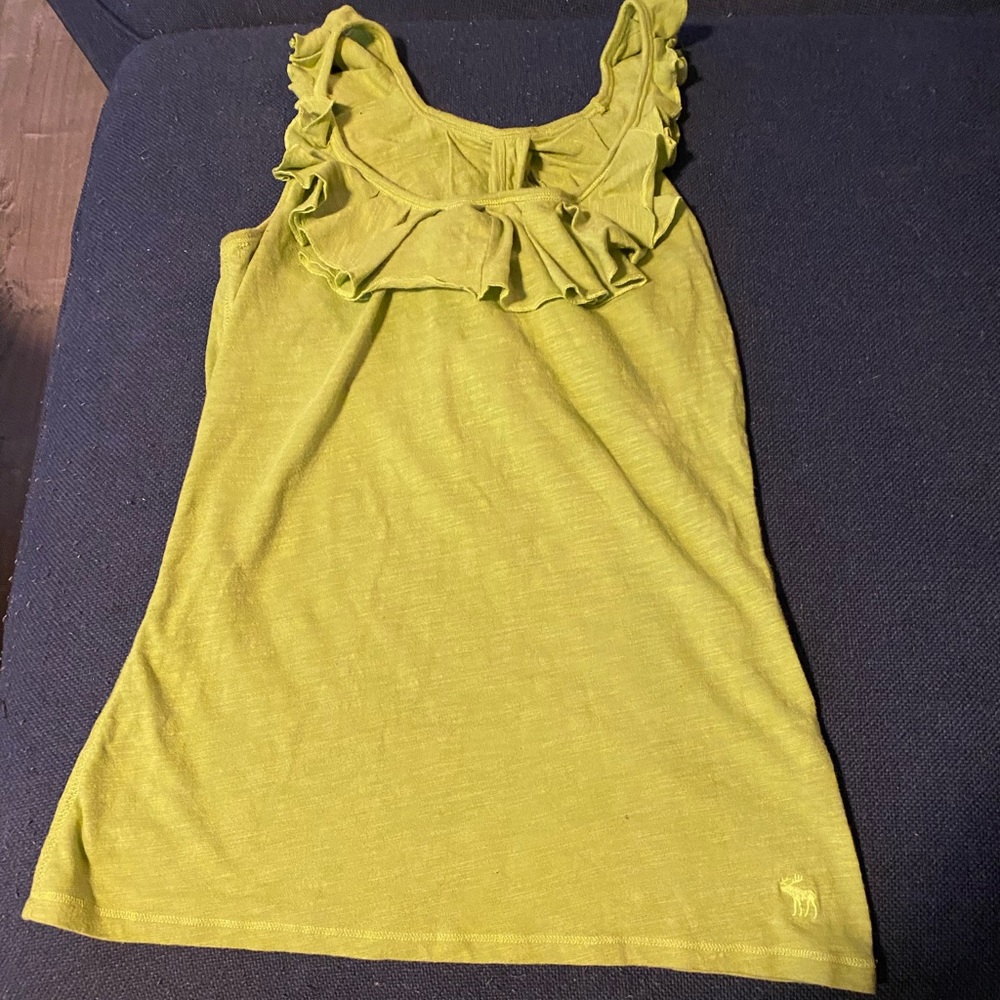 Vintage Abercrombie & Fitch Top. Ruffled. Light olive type color. Size Small.